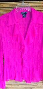 Elementz M Pink Ruffled Sequined Top